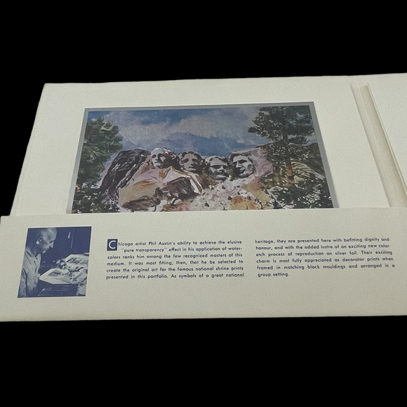 Vintage Famous American Shrines Foil Print Set by Phil Austin 4 Etchings 10.5x8 - Picture 7 of 9